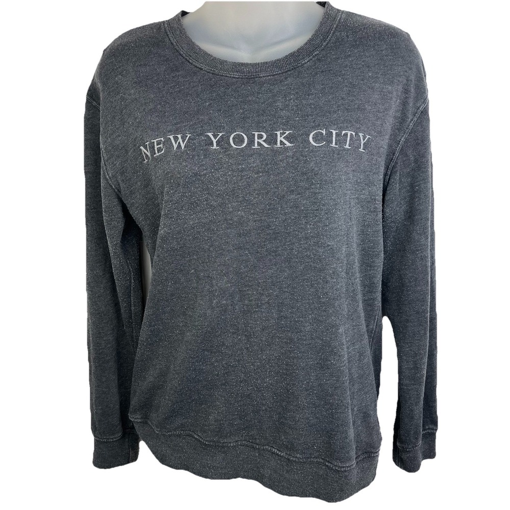 Fifth Sun New York City‎ Crew-neck Sweatshirt Gray Embroidered Women's Size XS